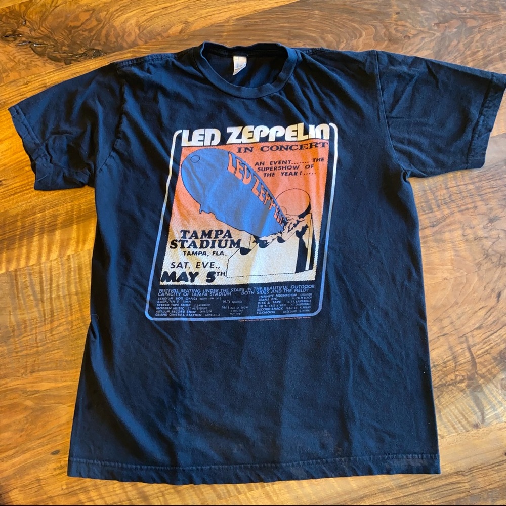 Vintage Look 2006 Led Zeppelin Zepplin Graphic Concert Tee T Shirt Tampa Stadium